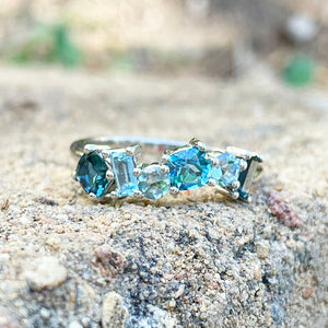 Multiple stone blue gemstone ring