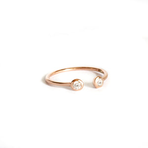 Open Rose Gold Double Bezel 2,5mm Diamond Stacking Ring