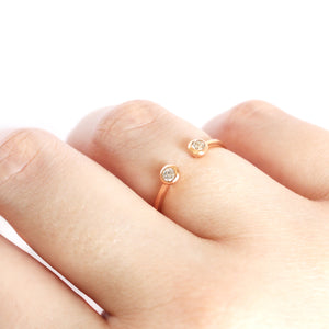 Open Rose Gold Double Bezel 2,5mm Diamond Stacking Ring