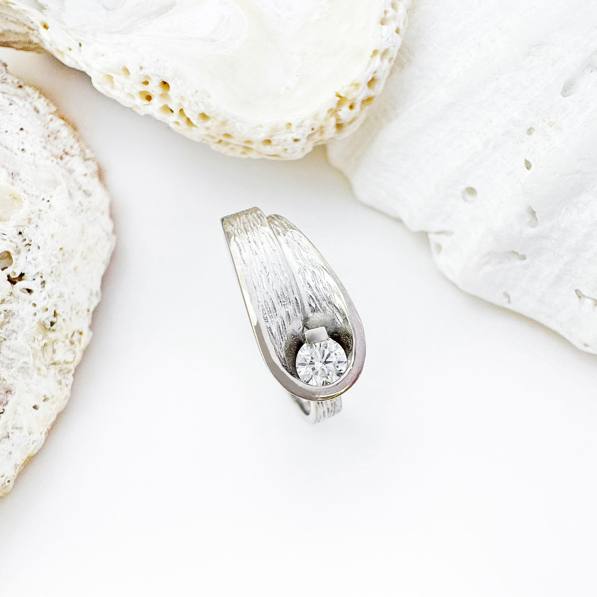 Organic Flow White Gold and Diamond Ring