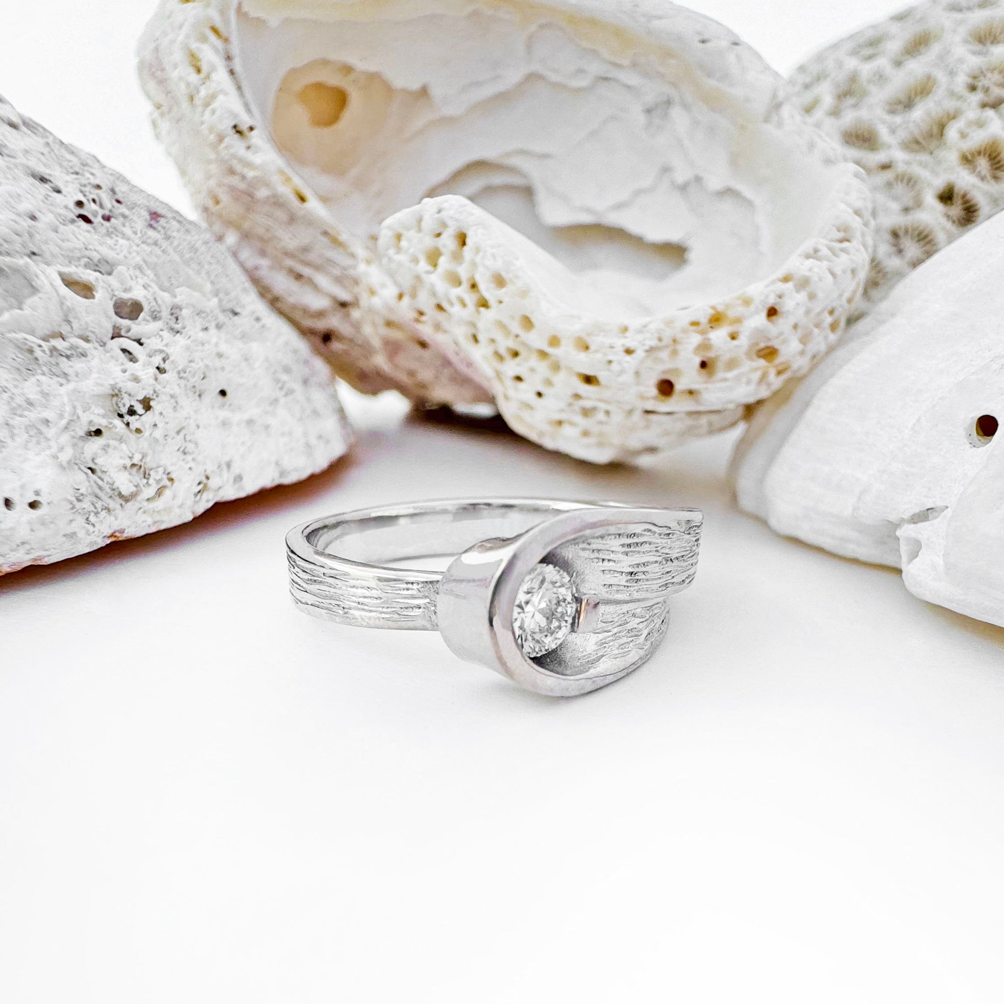 Organic Flow White Gold and Diamond Ring