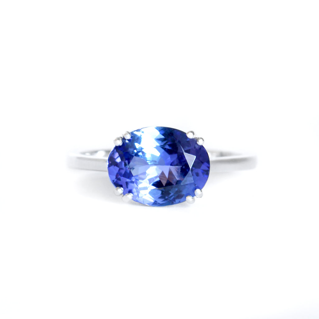 Oval Cut Double Claw with Ornate Basket Tanzanite Ring