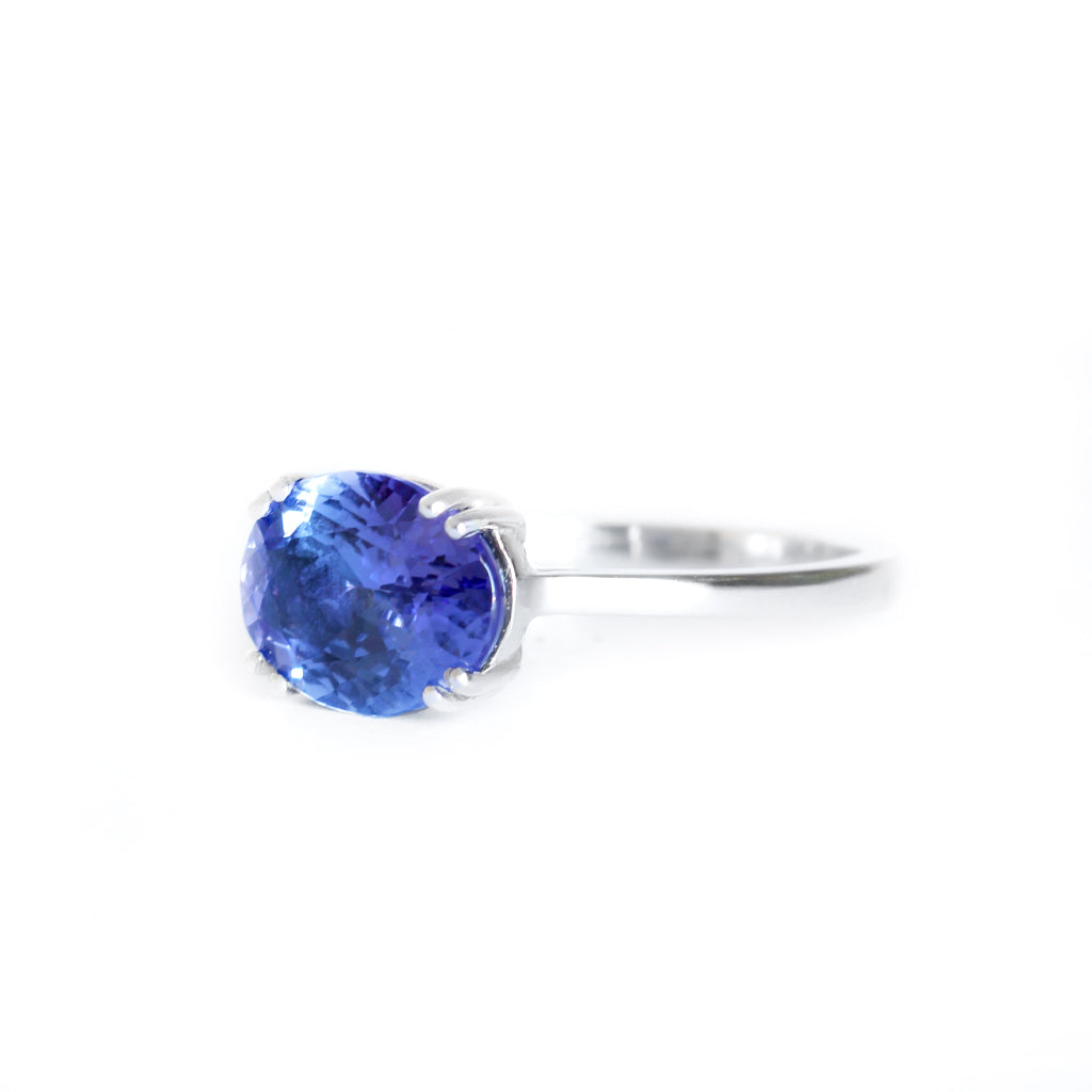 Oval Cut Double Claw with Ornate Basket Tanzanite Ring