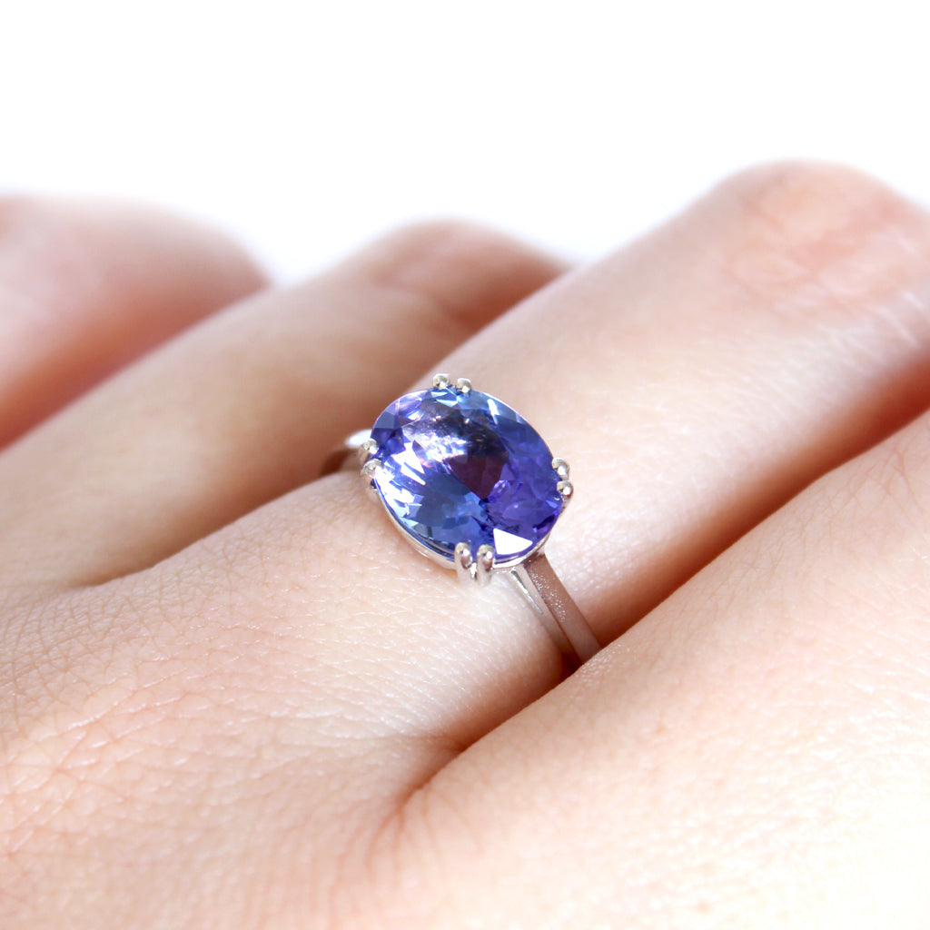 Oval Cut Double Claw with Ornate Basket Tanzanite Ring