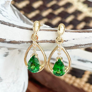 Pear cut Tsavorite and diamond earrings