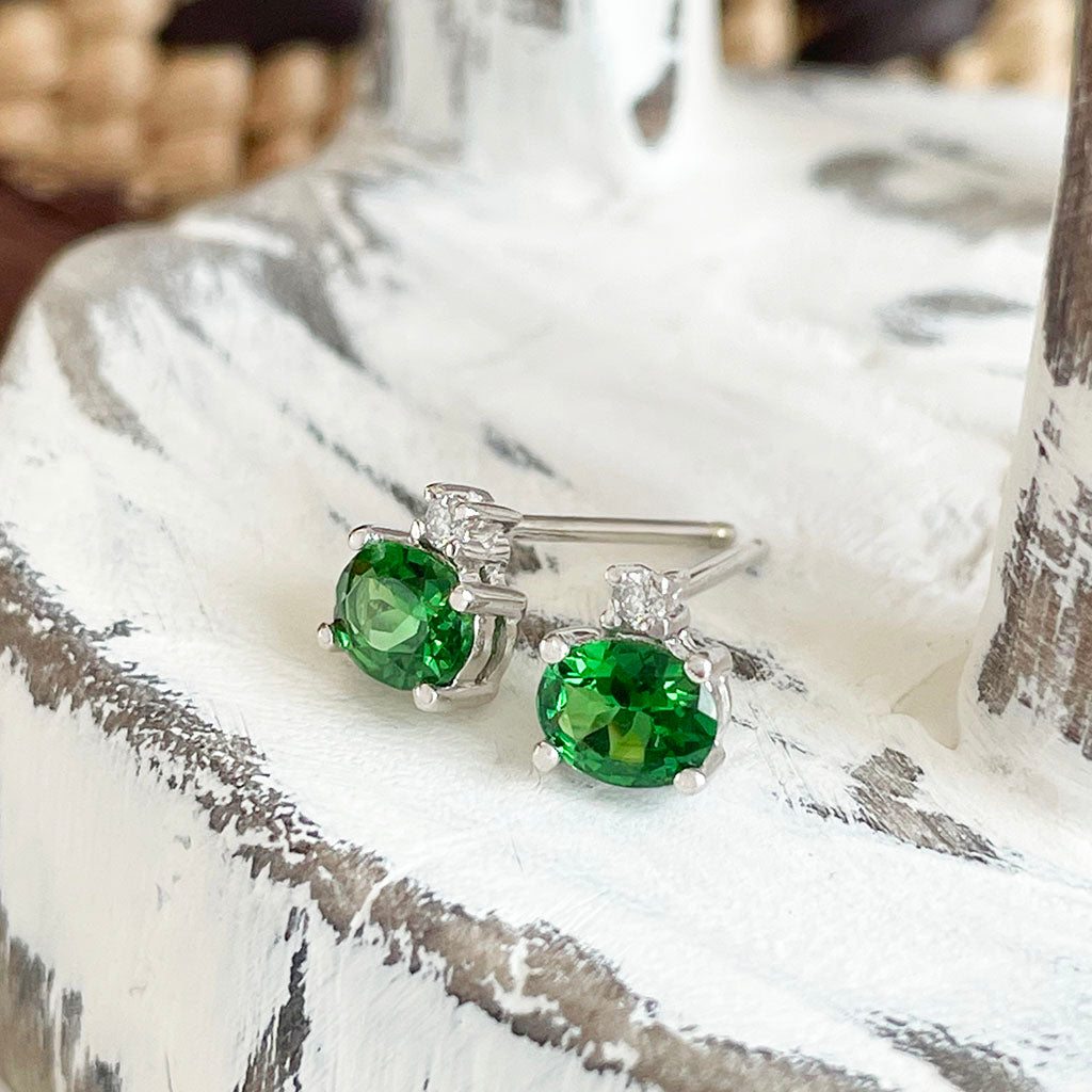 Tsavorite and diamond earrings