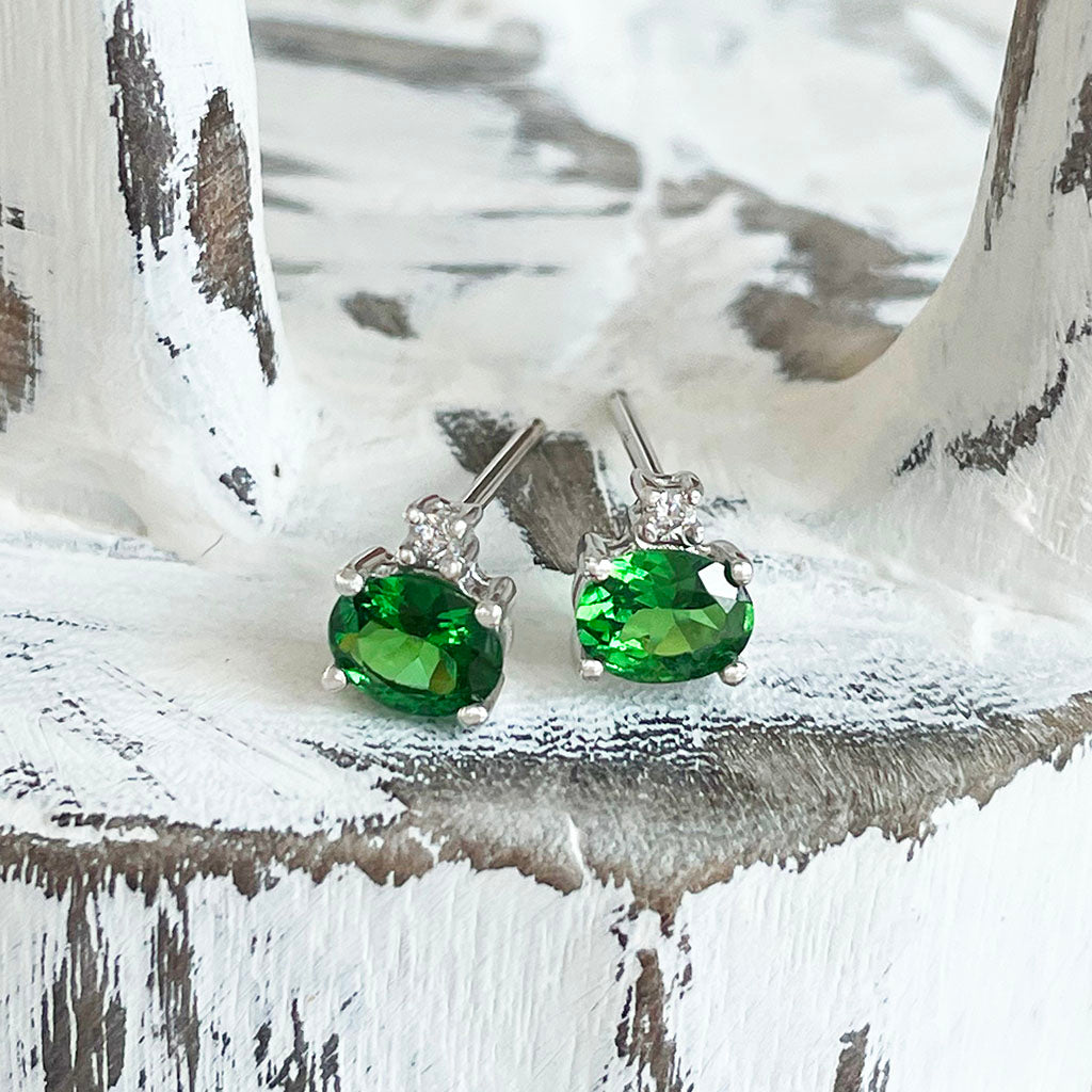 Tsavorite and diamond earrings