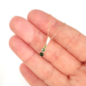 Petite Trilogy Stripe Peridot and Tourmaline Rose Gold Pendant