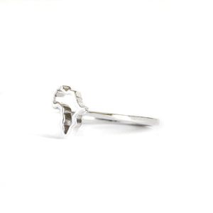 Petite White Gold Africa Map Outline Ring