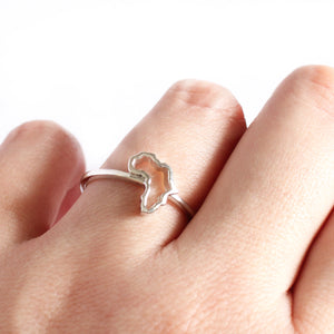 Petite White Gold Africa Map Outline Ring