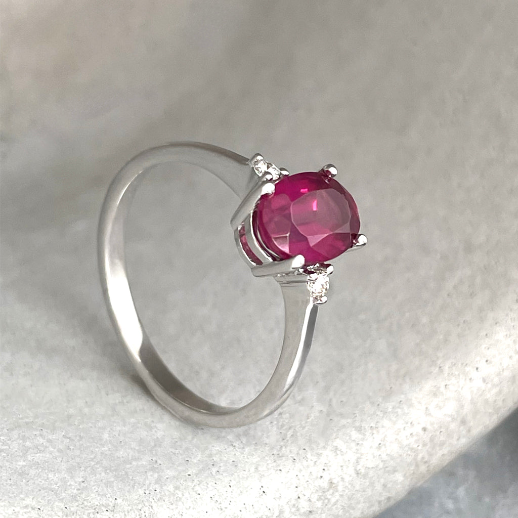 Pink Oval Cut Tourmaline with Petite Diamond Shoulder Accent