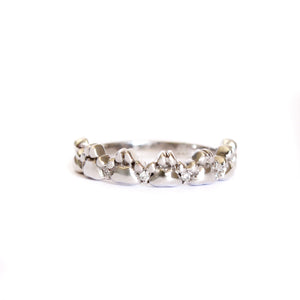 Playful Paw Print with Diamond Accent White Gold Ring