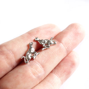 Racing Cheetah White Gold Studs