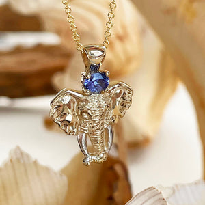 Yellow Gold Tanzanite Elephant Pendant