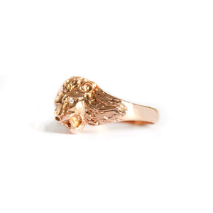 Roaring Lion with Diamond Accents in Rose Gold Ring