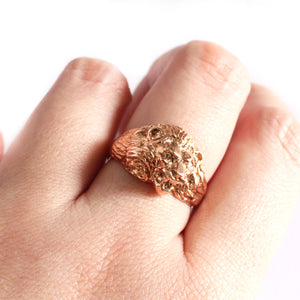 Roaring Lion with Diamond Accents in Rose Gold Ring