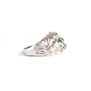 Roaring Lion with Diamond Accents in White Gold Ring