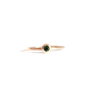 Rose Gold Bezel Set Green Tourmaline Stacking Ring