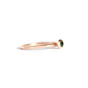 Rose Gold Bezel Set Green Tourmaline Stacking Ring