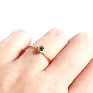 Rose Gold Bezel Set Green Tourmaline Stacking Ring