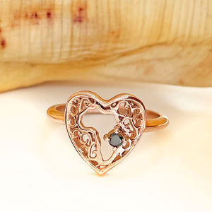 Black Diamond Rose Gold Africa Heart ring