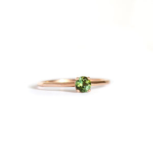 Rose Gold Raised Four Claw Green Tourmaline Stacking Ring