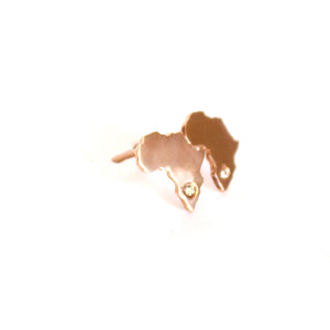 Rose Gold Solid Africa Map Studs With Diamond Highlight