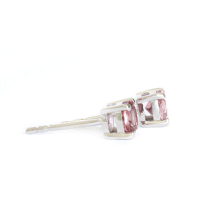 Round Cut Pink Tourmaline Silver Earring Studs