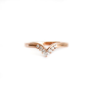 Seven Diamond Crown Rose Gold Ring