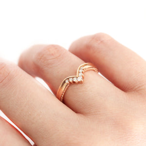 Seven Diamond Crown Rose Gold Ring