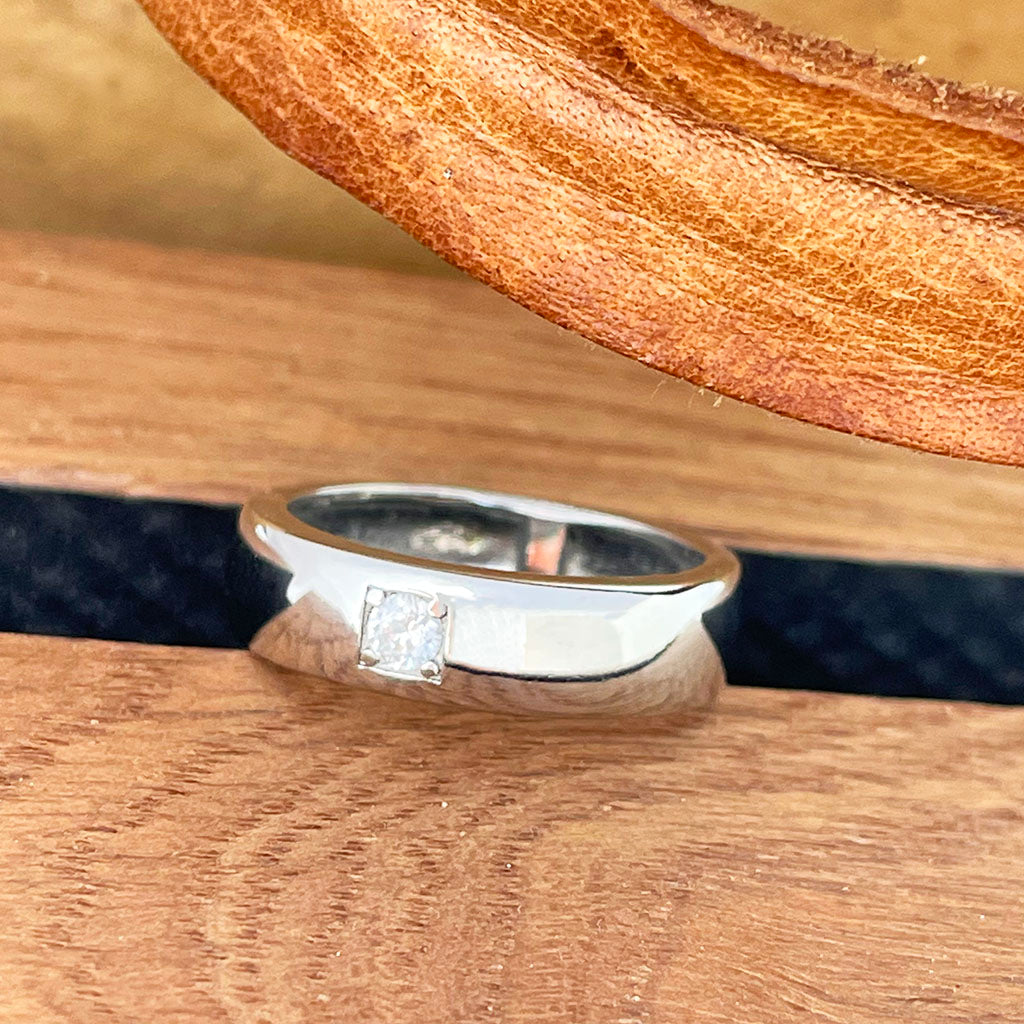 Silver Mens CZ Band