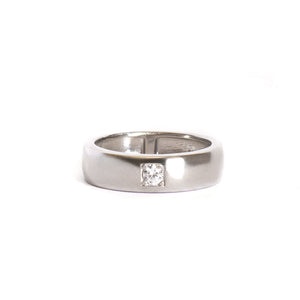 Silver Classic Solitaire Cubic Zirconia Band Ring