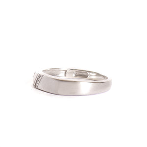 Silver Multiple Diagonally Grooved Cubic Zirconia Ring