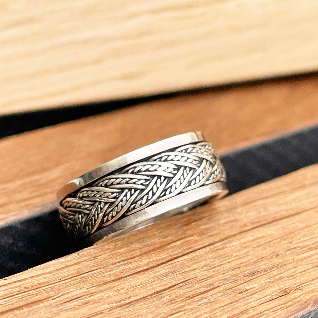 Mens Silver Rope Ring