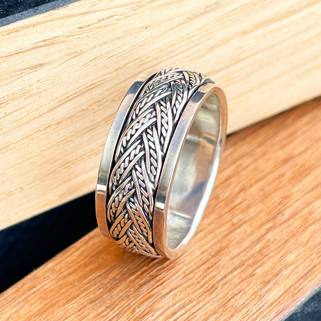 Mens Silver Rope Ring