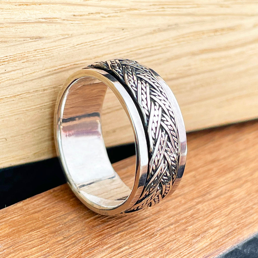 Mens Silver Rope Ring