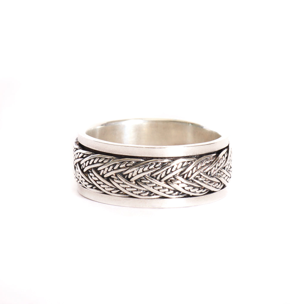 Silver Rope Rotation Band Ring