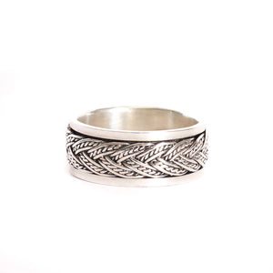 Silver Rope Rotation Band Ring