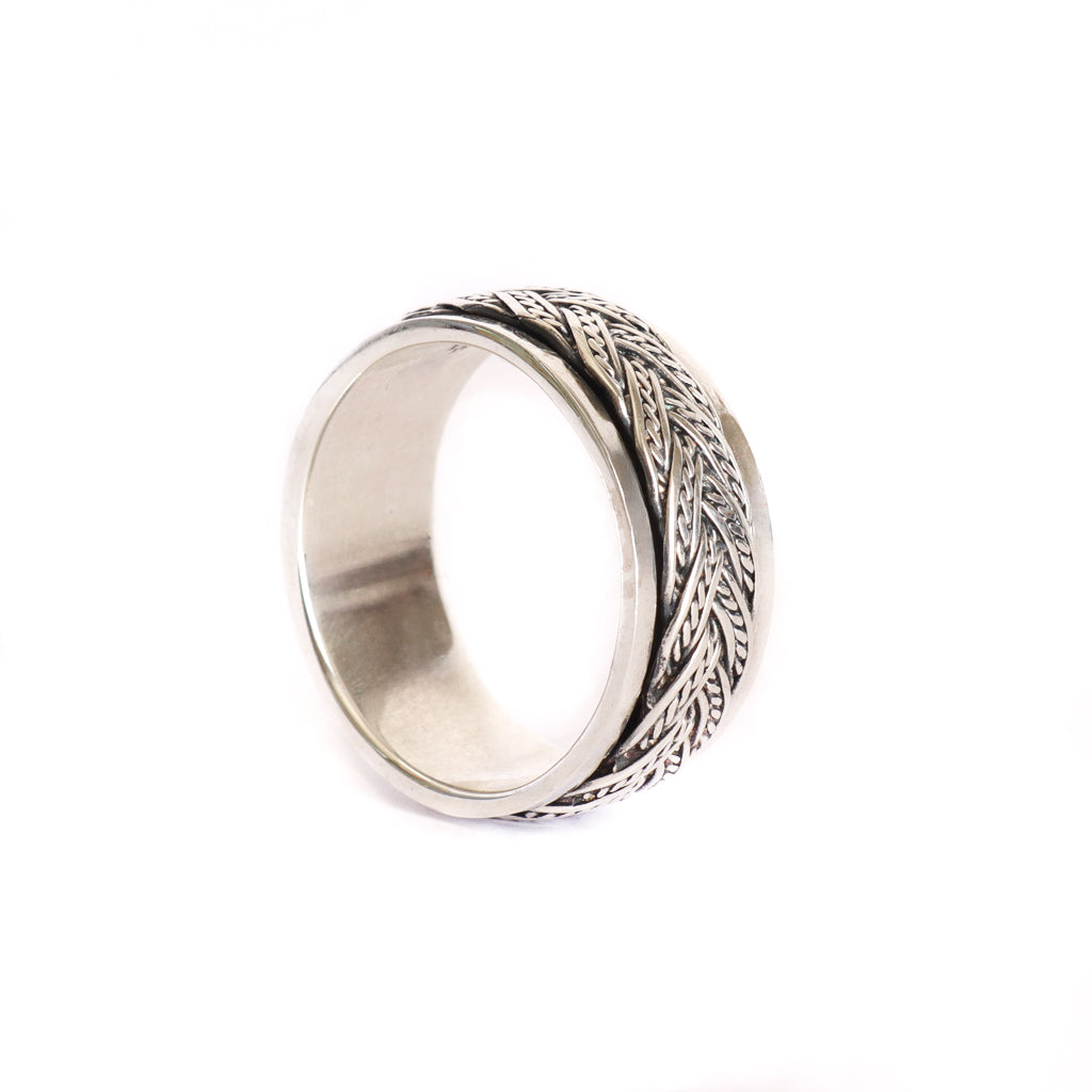 Silver Rope Rotation Band Ring