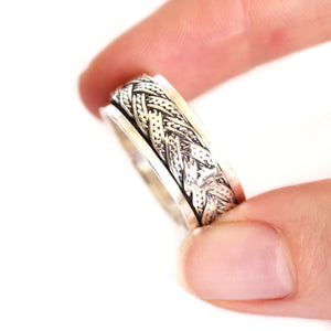 Silver Rope Rotation Band Ring