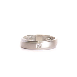 Silver Twisted Matt and Polished Cubic Zirconia Band