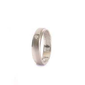 Silver Twisted Matt and Polished Cubic Zirconia Band