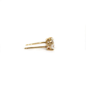 Simply Elegant White Diamond Yellow Gold Stud Earrings