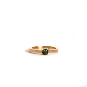 Simply Stylish Petite Yellow Gold Round Tourmaline Solitaire Ring