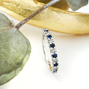 Slimline 3/4 Sapphire and Diamond White Gold Eternity Ring