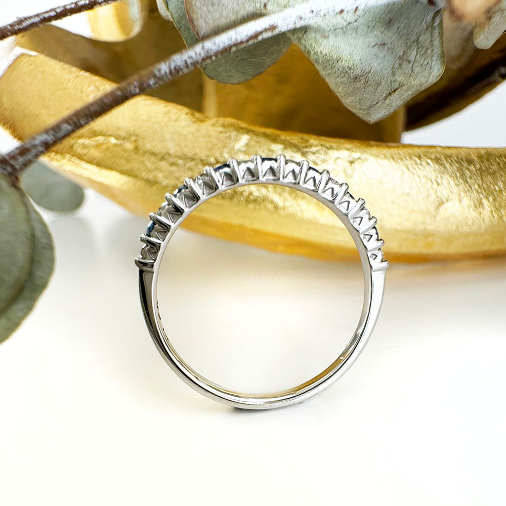 Slimline 3/4 Sapphire and Diamond White Gold Eternity Ring