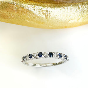 Slimline 3/4 Sapphire and Diamond White Gold Eternity Ring