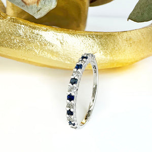 Slimline 3/4 Sapphire and Diamond White Gold Eternity Ring