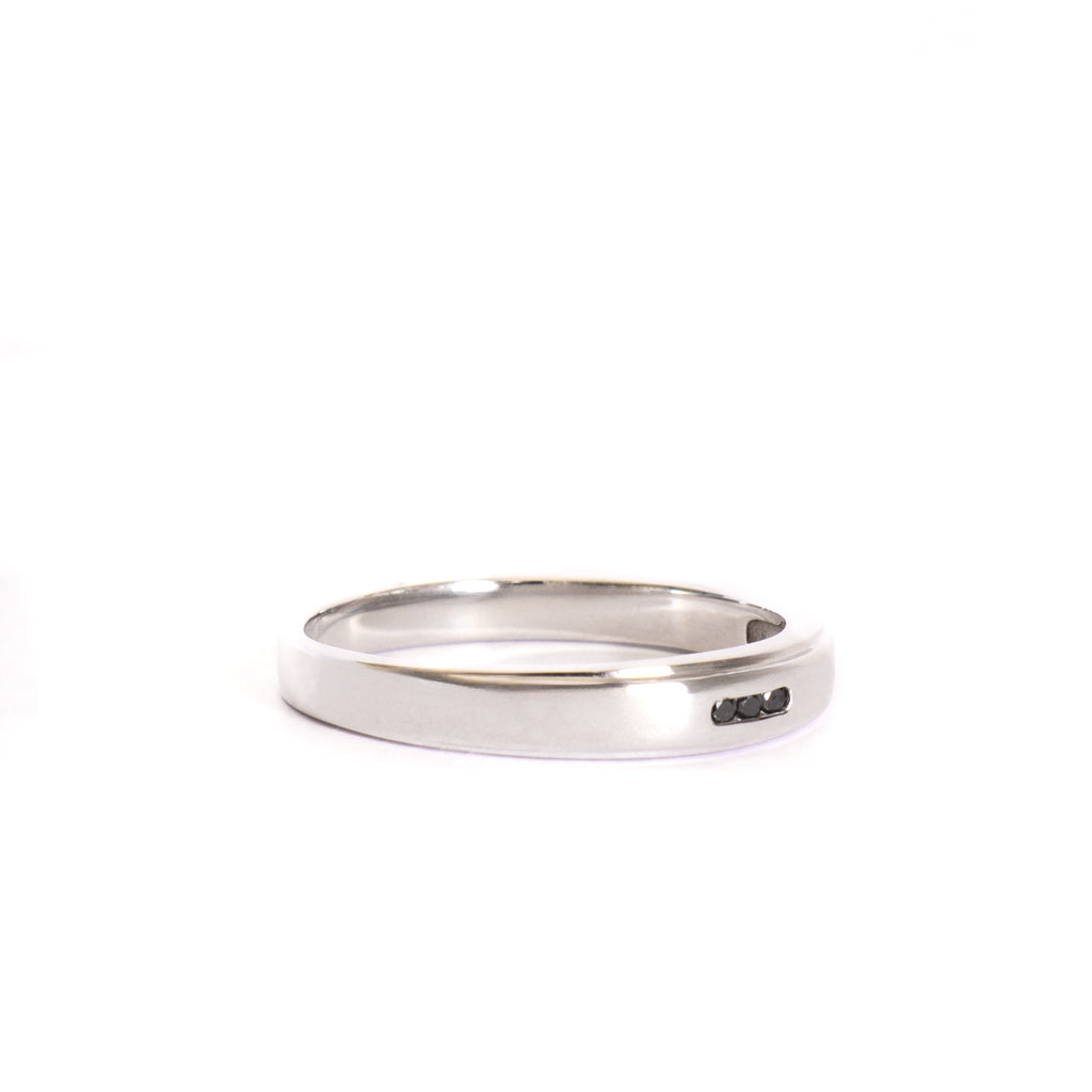 Slimline Black Diamond White Gold Band