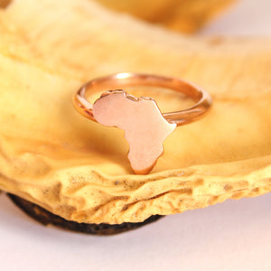 Solid Rose Gold Africa Map Ring